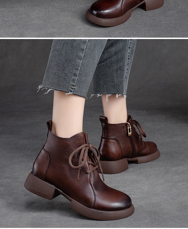 Boot Nữ Cổ Ngắn Da Mờ Đế Dày Chiều Cao Đế Khoảng 4cm Màu Đen, Nâu chi tiết 9