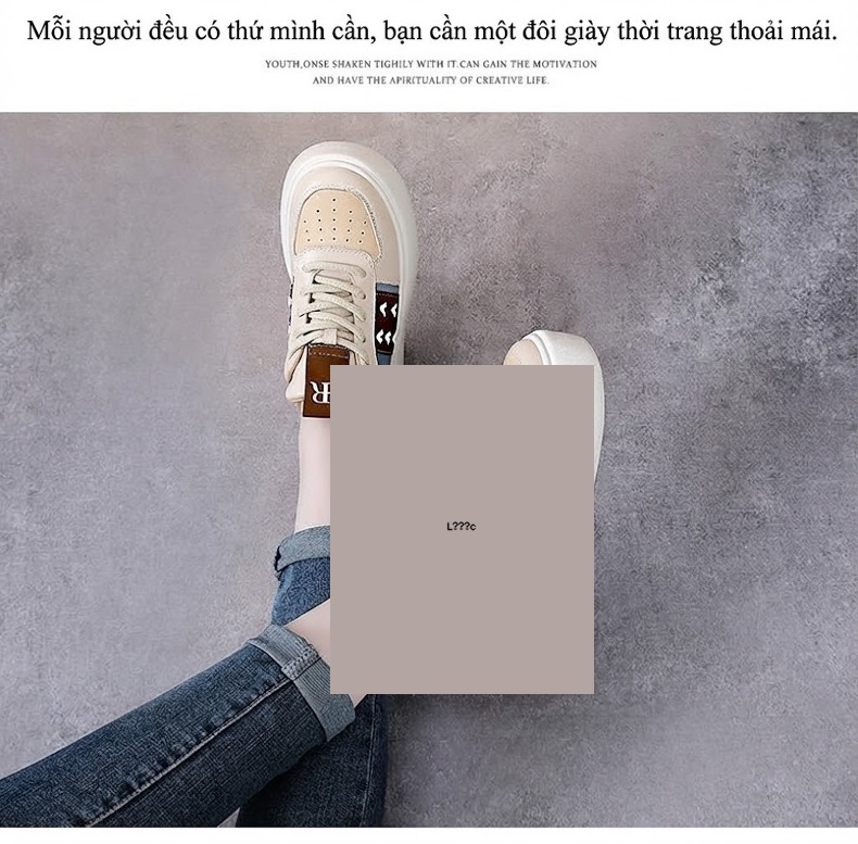 Giày Thể Thao Nữ Da Bò Đế Bánh Mì Chiều Cao Đế Khoảng 4cm Màu Be, Nâu, Xanh chi tiết 13