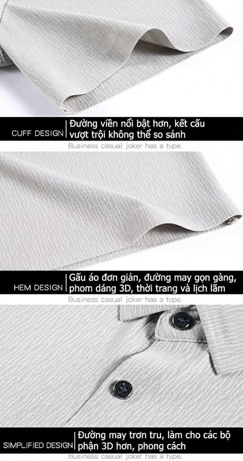 Áo Polo Nam Lụa Tằm Tơ Mùa Hè Form Rộng Chống Nhăn Màu Nâu, Xám, Đen, Xanh... chi tiết 35