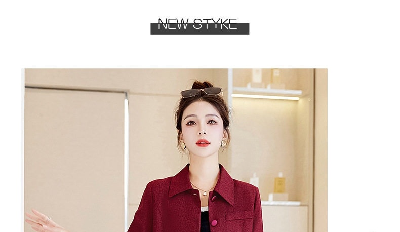 Bộ Vest Nữ Áo Khoác Lửng Tay Dài Chân Váy Midi Phong Cách Hàn Quốc Màu Nâu, Đỏ chi tiết 23