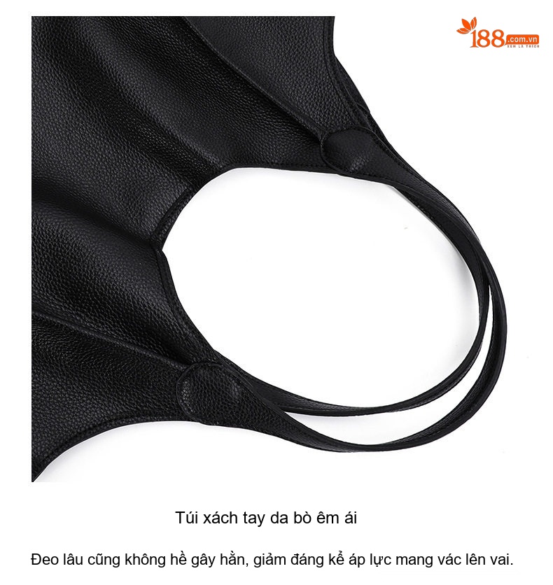 Túi Tote Nữ Da Bò Sức Chứa Lớn Đeo Vai Phong Cách Tiểu Thư Màu Đen chi tiết 17