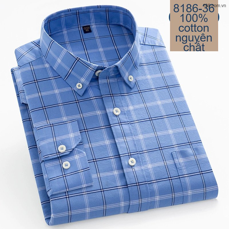 Áo Sơ Mi Nam Tay Dài Cotton Kẻ Sọc Thanh Lịch Phong Cách Công Sở Màu Trắng, Xanh, Đen, Đỏ...