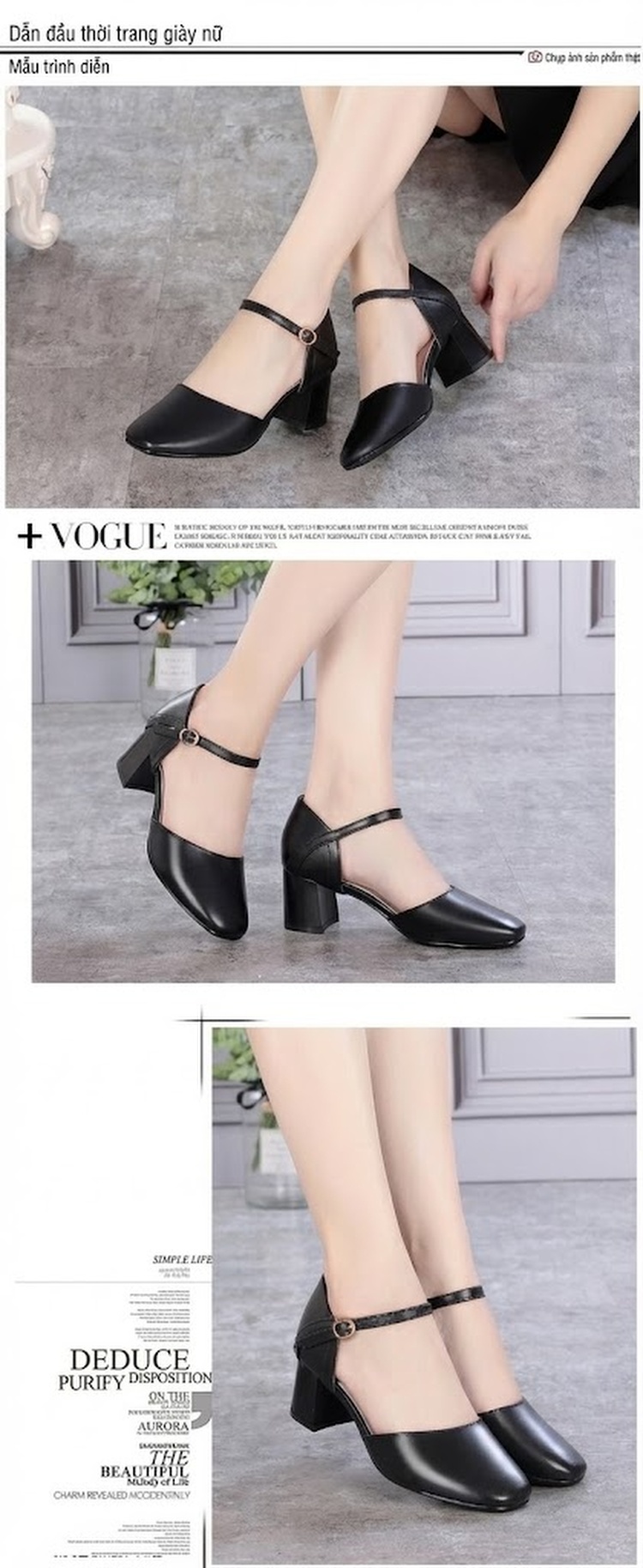 Giày Sandal Cao Gót Nữ Da Mềm Mũi Tròn Quai Chữ T Gót Cao 7cm - 8cm Màu Trắng, Đen chi tiết 2
