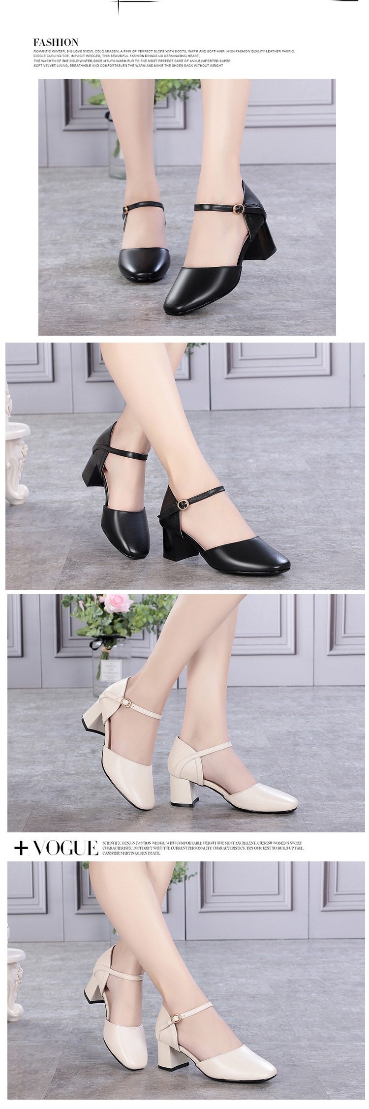Giày Sandal Cao Gót Nữ Da Mềm Mũi Tròn Quai Chữ T Gót Cao 7cm - 8cm Màu Trắng, Đen chi tiết 3