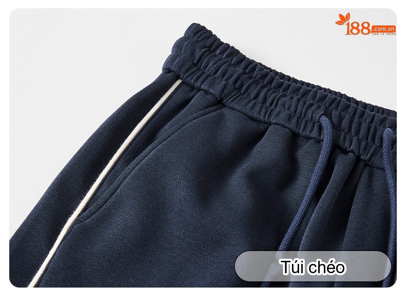 Quần thể thao dáng suông nam thu đông sọc bên hông chi tiết 11