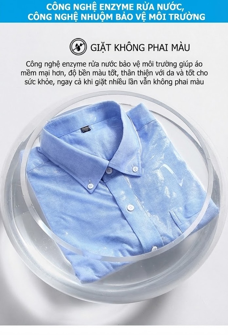 Áo Sơ Mi Tay Ngắn Nam Cotton Oxford Màu Trắng, Xanh Dương, Xanh Mint, Hồng... chi tiết 16