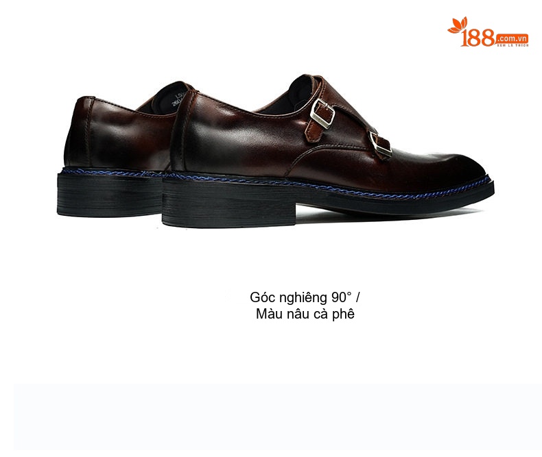 Giày Monkstrap Khóa Cài Nam Da Bò Mũi Vuông Chiều Cao Đế Khoảng 3cm Màu Đen, Nâu chi tiết 16