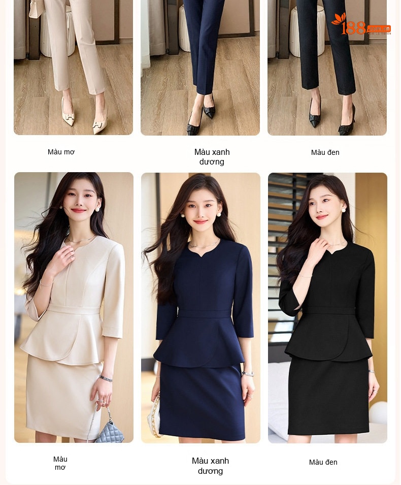 Bộ Vest Công Sở Nữ Tay Lỡ Thiết Kế Peplum Thanh Lịch Màu Be, Đen, Xanh Navy chi tiết 5