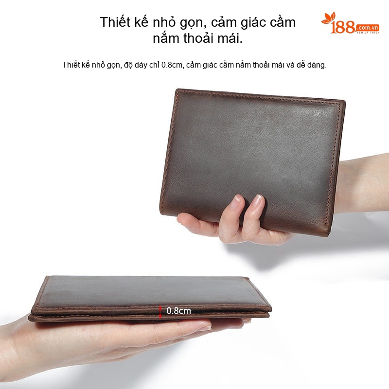 Ví Đựng Hộ Chiếu Da Thật Nhiều Ngăn Màu Nâu