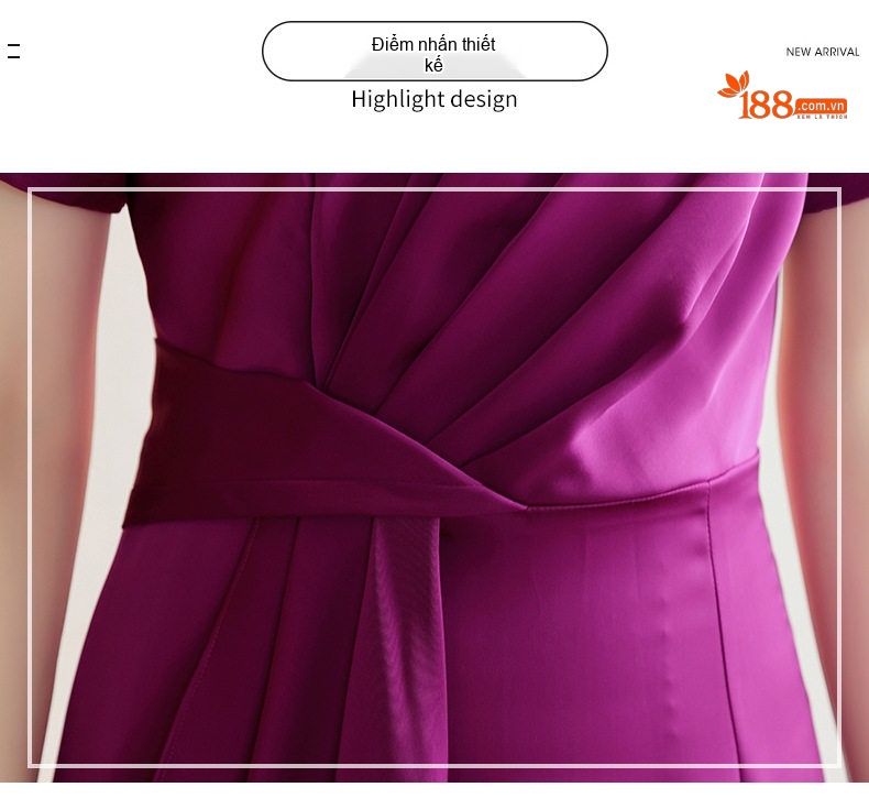 Váy liền thân Nữ Thiết Kế V-Neck Dáng Ôm Thanh Lịch Màu Trắng, Đen, Tím chi tiết 4
