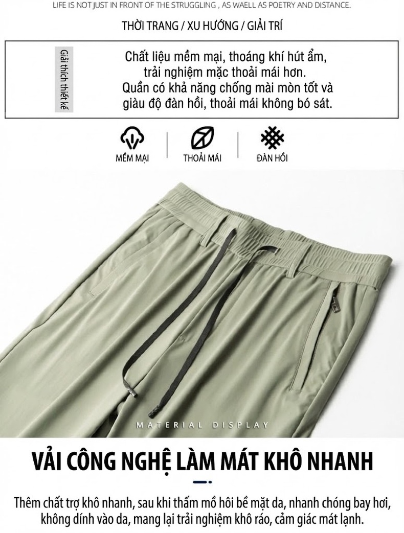 Quần dài thể thao nam ống đứng co giãn nhanh khô siêu mỏng mát lạnh chi tiết 2