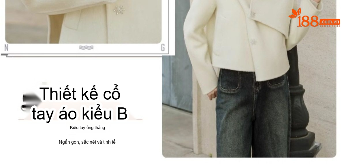 Áo Khoác Nữ Tiểu Hương Phong Lông Cừu Áo Dạ Ngắn Hai Mặt Màu Trắng, Đen chi tiết 11