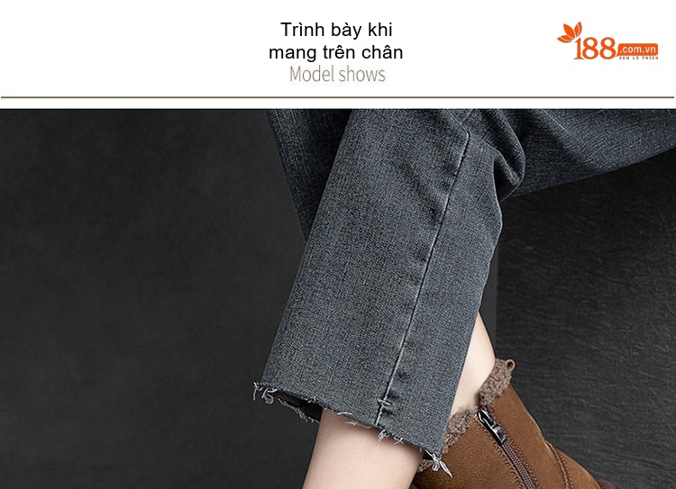 Boot Nữ Ngắn Cổ Lót Lông Giữ Ấm Mùa Đông Chiều Cao Đế Khoảng 3cm Màu Nâu chi tiết 7
