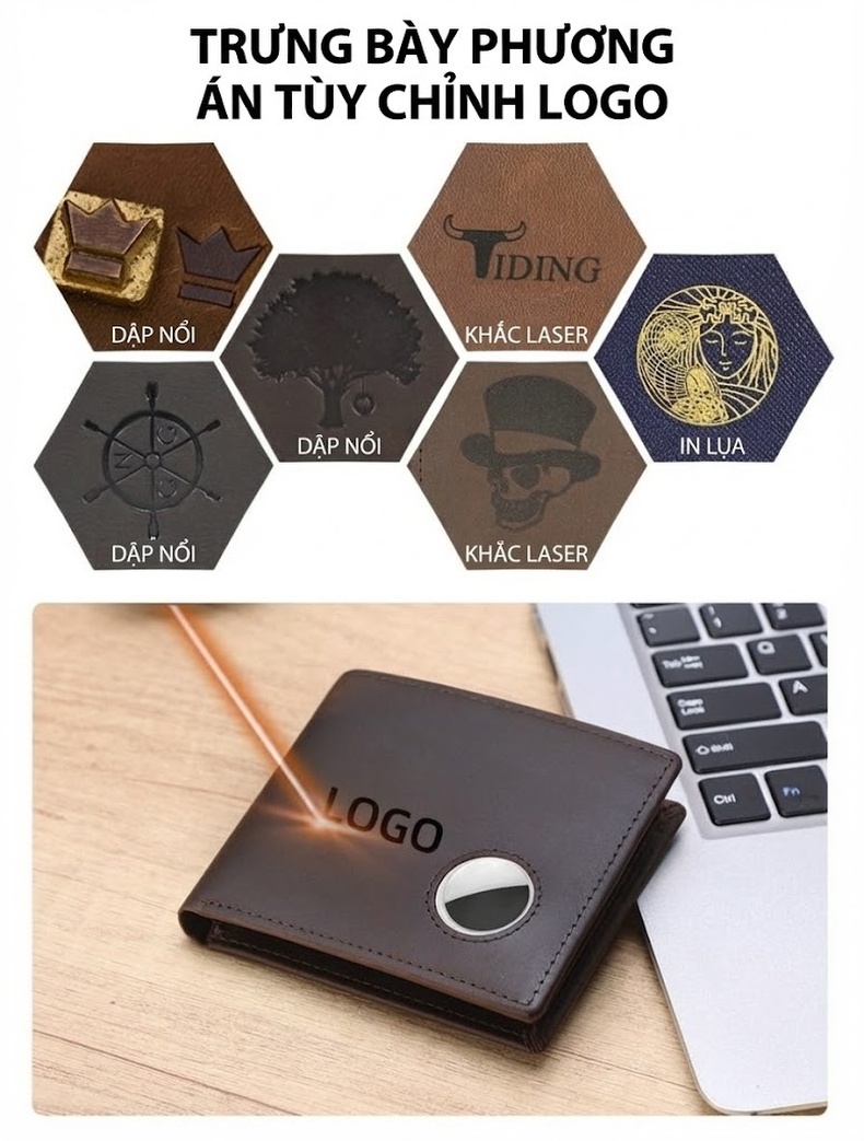 Ví Nam Da Bò Ngắn Dạng Gập Đôi Chống RFID Màu Nâu chi tiết 3