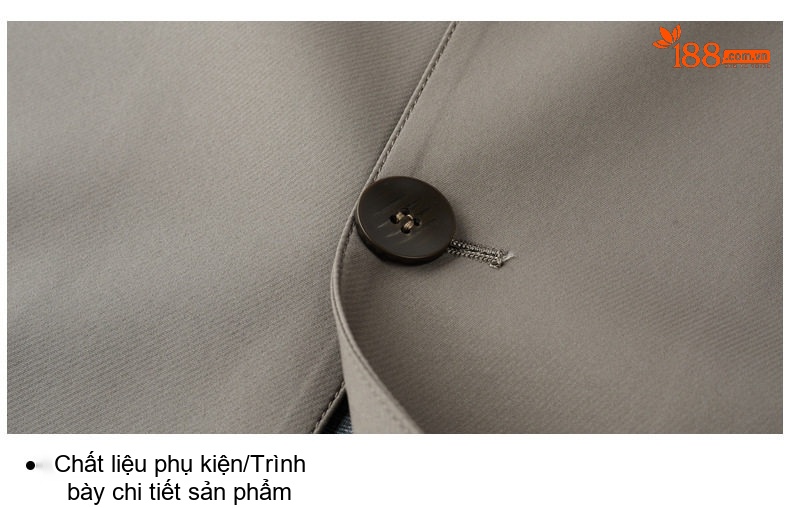 Áo Khoác Blazer Nam Cổ Bẻ Một Hàng Khuy Phong Cách Doanh Nhân Màu Xám, Xanh Navy chi tiết 18