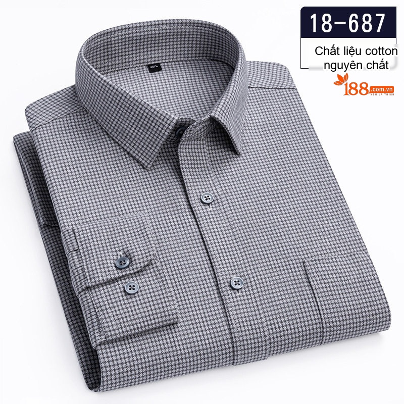 Áo Sơ Mi Nam Cotton Dài Tay Kẻ Caro Thời Trang Công Sở Thoải Mái Màu Đỏ, Xanh, Xám, Be...