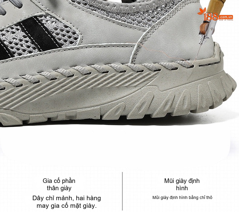 Giày Thể Thao Nam Da Bò Lưới Thoáng Khí Chiều Cao Đế Khoảng 3cm Màu Be, Xám, Nâu, Đen... chi tiết 10