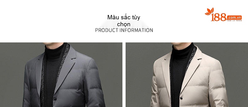 Áo Khoác Phao Nam Lông Vũ Áo Vest Công Sở Thanh Lịch Kèm Khăn Choàng Cổ Màu Be, Xám, Đen, Xanh... chi tiết 9