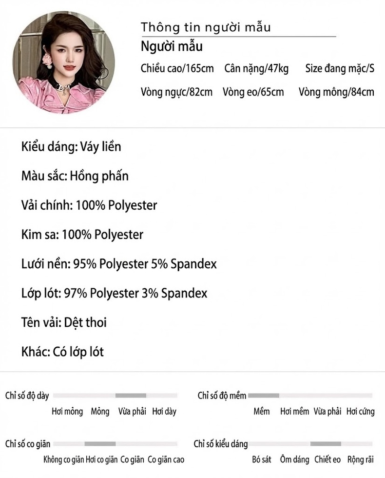 Váy Dạ Hội Nữ Cổ Bèo Nhún Tay Dài Thu Đông Ôm Eo Màu Hồng, Đen chi tiết 2