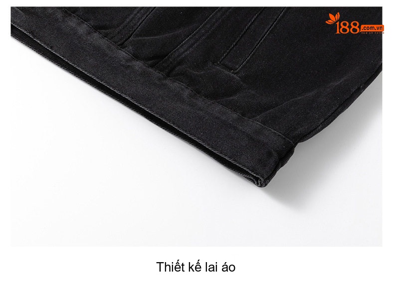 Áo Khoác Jean Nam Dài Tay Form Rộng Cổ Bẻ Màu Xanh Denim, Đen chi tiết 18