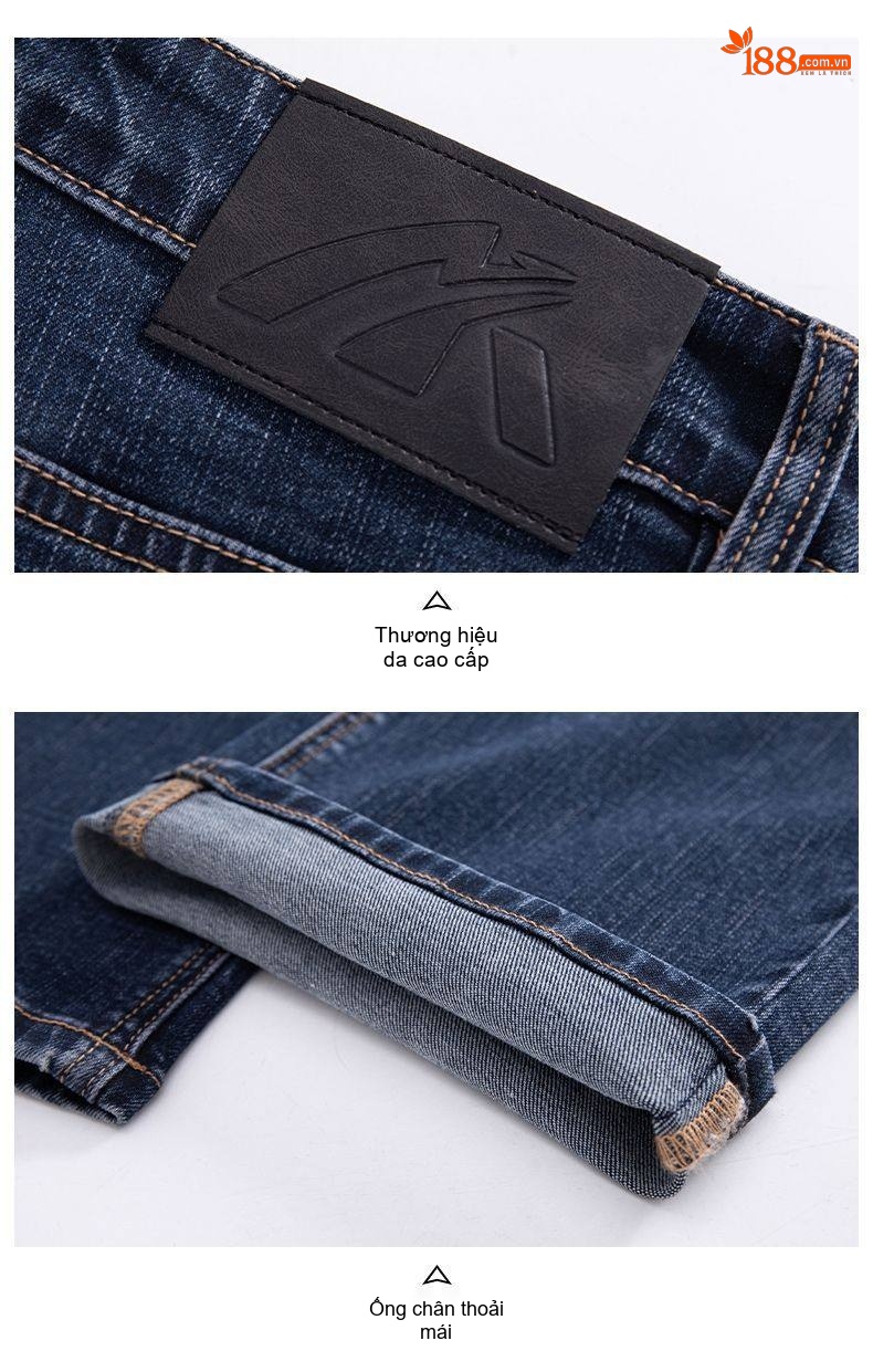 Quần Jean Nam Ống Đứng Cotton Dáng Rộng Co Giãn Thoải Mái Màu Xanh, Đen chi tiết 24