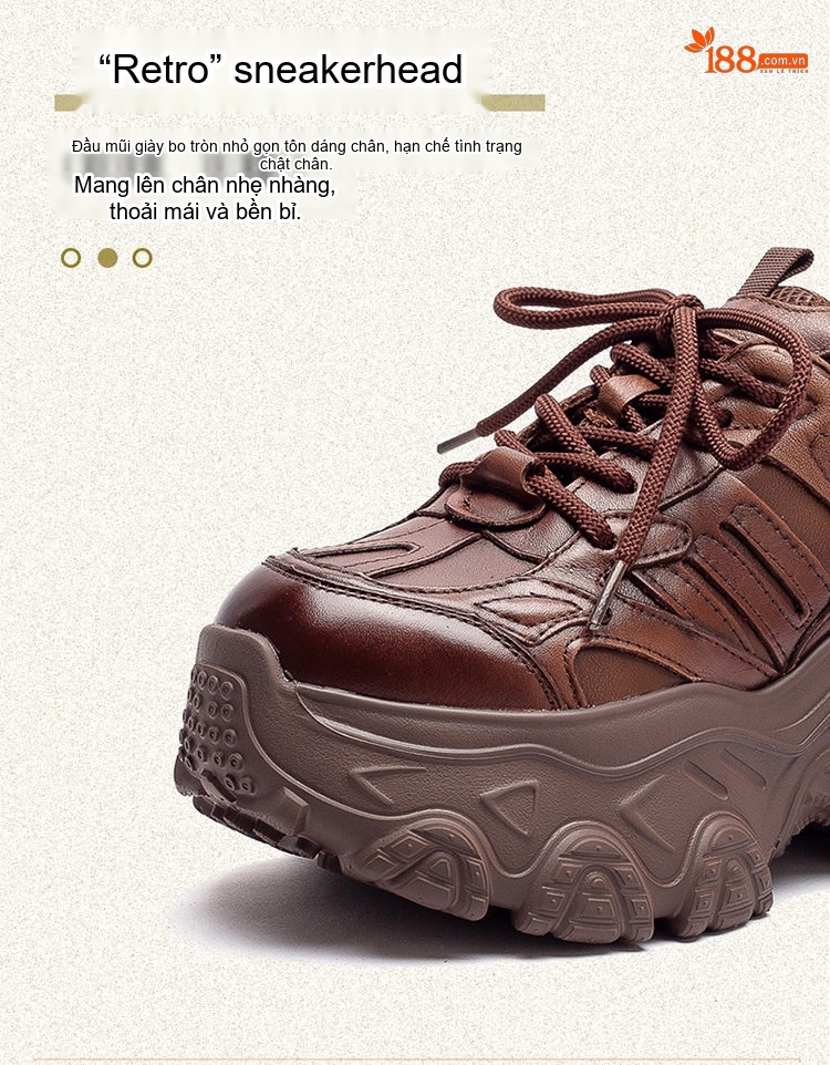 Giày Sneaker Nữ Đế Dày Phong Cách Âu Mỹ Chiều Cao Đế Khoảng 5cm Màu Trắng, Đen, Nâu chi tiết 3