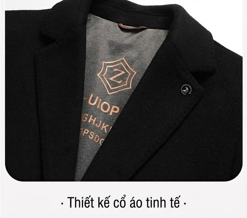 Áo Khoác Dạ Nam Hai Mặt Lót Lông Vũ Có Thể Tháo Rời Màu Đen, Nâu chi tiết 13