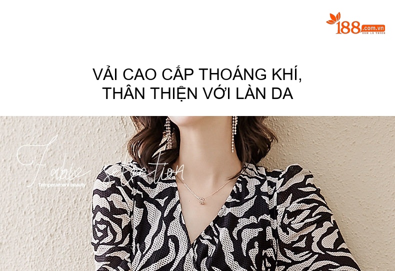 Váy Ôm Body Xẻ Tà Dáng Dài Họa Tiết Cao Cấp Phong Cách Pháp Màu Đen, Trắng chi tiết 6