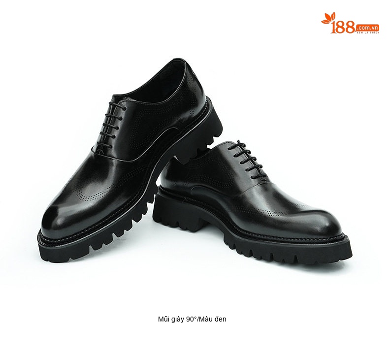 Giày Tây Brogue Nam Da Bóng Đế Dày Chiều Cao Đế 4cm Màu Đen, Nâu chi tiết 16