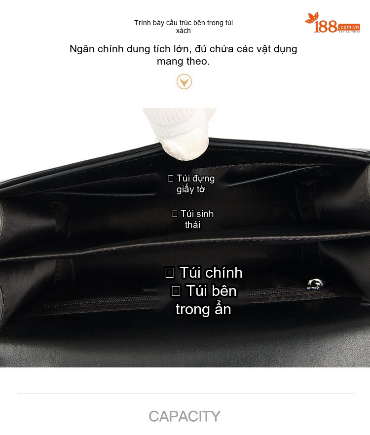 Túi Đeo Chéo Nữ Dây Xích Hình Chữ Nhật Da Bóng Phong Cách Thời Trang Màu Đen, Trắng chi tiết 17