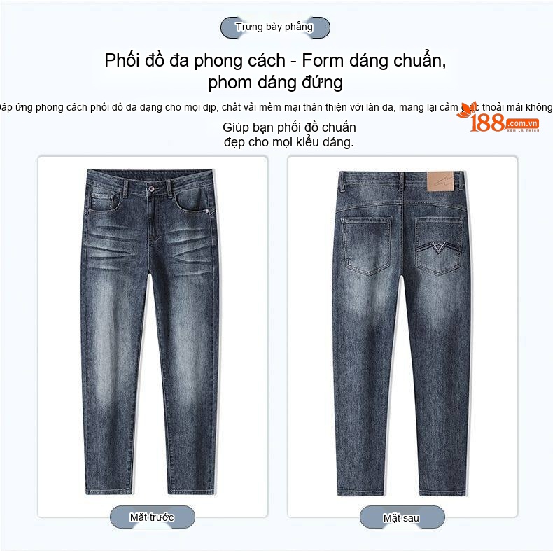Quần Jean Nam Ống Đứng Cotton Co Giãn Nhẹ Phong Cách Casual Màu Xám Đen chi tiết 23