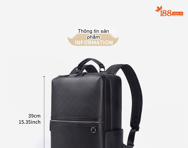 Balo Da Bò Nam Cao Cấp Thời Trang Công Sở Đựng Laptop Du Lịch Màu Đen chi tiết 2
