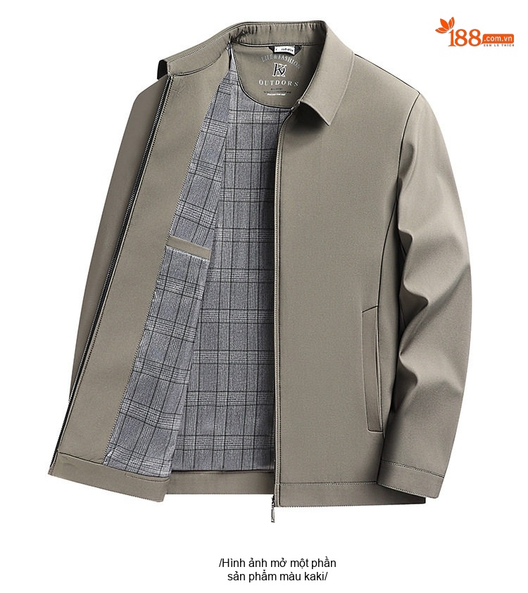 Áo Khoác Bomber Nam Cổ Bẻ Mỏng Phong Cách Công Sở Màu Xanh Navy, Xám, Đỏ chi tiết 15
