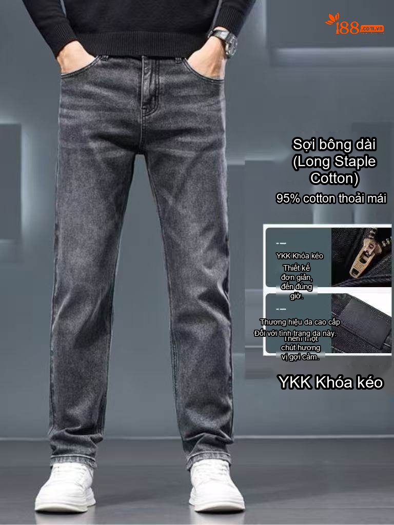Quần Jean Nam Ống Đứng Cotton Co Giãn Cao Cấp Màu Xám, Xanh Đậm, Xanh Nhạt, Xanh...