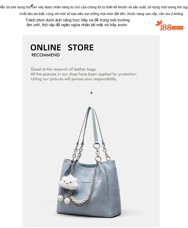 Túi Tote Nữ Da Mờ Đeo Vai Công Sở Sức Chứa Lớn Màu Xanh Lam chi tiết 1