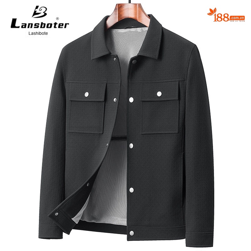 Áo Khoác Giữ Ấm Nam Cổ Bẻ Dáng Bomber Phong Cách Công Sở Màu Xanh, Trắng, Đen