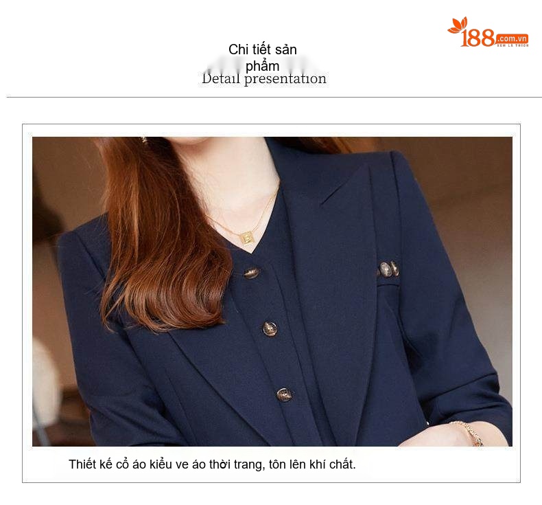 Bộ Vest Công Sở Nữ 3 Món Áo Khoác, Áo Gile, Quần Dài Màu Hồng, Kem, Xanh Navy chi tiết 26