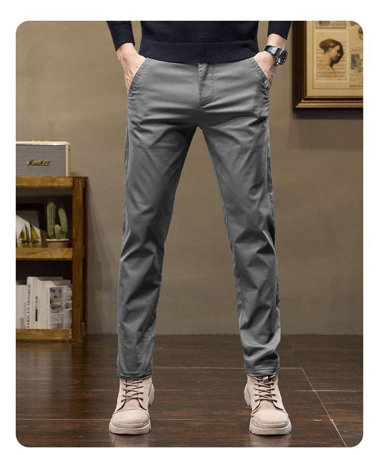 Quần Dài Nam Cotton Co Giãn Dáng Ôm Vừa Vặn Màu Đen, Xám chi tiết 14