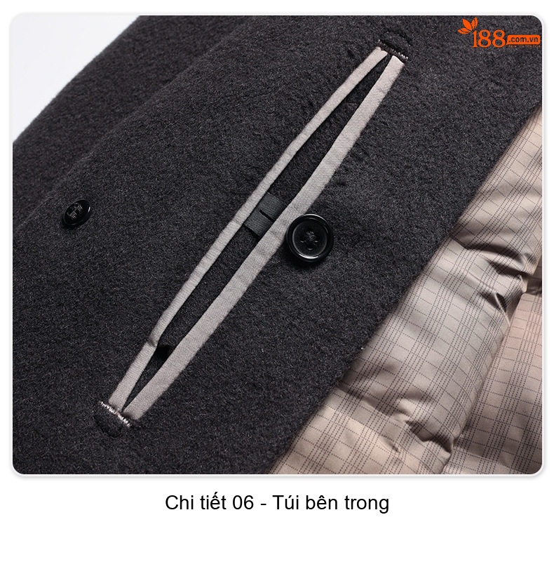 Áo Khoác Dạ Nam Lông Vũ Tháo Rời Dáng Dài Màu Đen, Nâu chi tiết 31