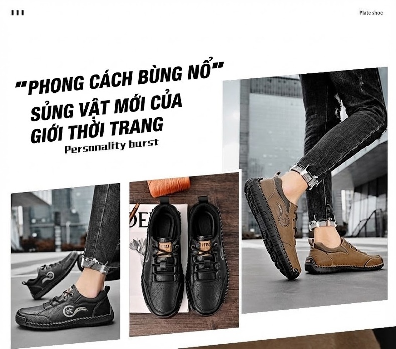 Giày Tây Buộc Dây Nam Da Bóng Chiều Cao Đế Khoảng 3cm Màu Đen, Nâu chi tiết 9