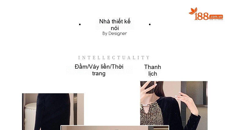 Váy liền thân Nữ Kim Tuyến Nhung Pháp Ôm Dáng Xẻ Tà Màu Đen chi tiết 1