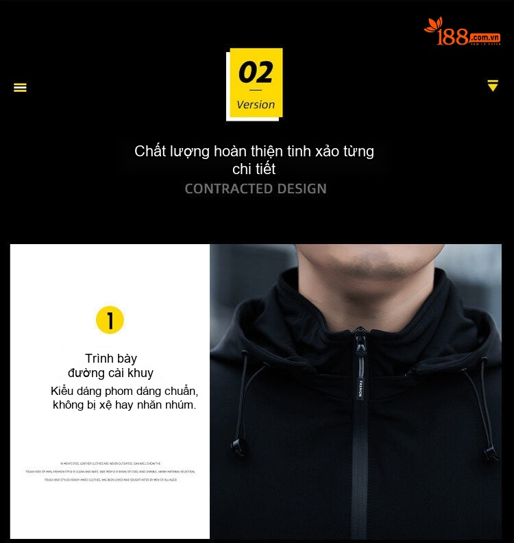 Áo Khoác Nam Dáng Rộng Có Mũ Trùm Đầu Tháo Rời Phong Cách Casual Màu Đen, Xám, Xanh... chi tiết 4