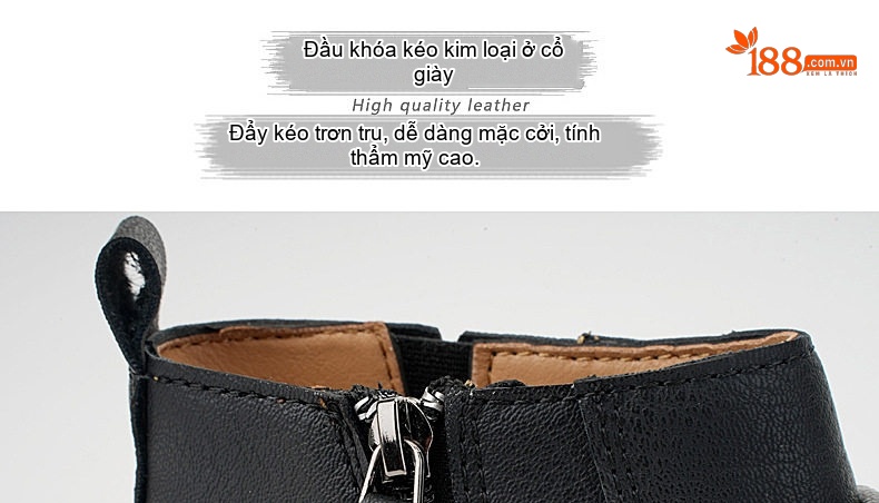 Giày Martin Nam Cổ Cao Lót Lông Giữ Ấm Da Mờ Chiều Cao Đế Khoảng 3cm Màu Đen, Nâu, Xanh chi tiết 9