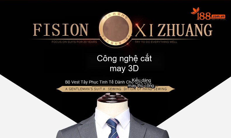 Bộ Vest Nam Cao Cấp 3 Món Phong Cách Doanh Nhân Lịch Lãm Màu Xám chi tiết 1