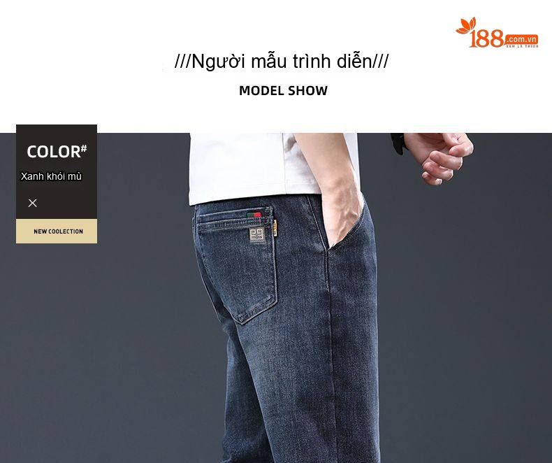 Quần Jean Nam Dáng Ôm Chân Thu Đông Thêu Họa Tiết Màu Đen, Xám chi tiết 14