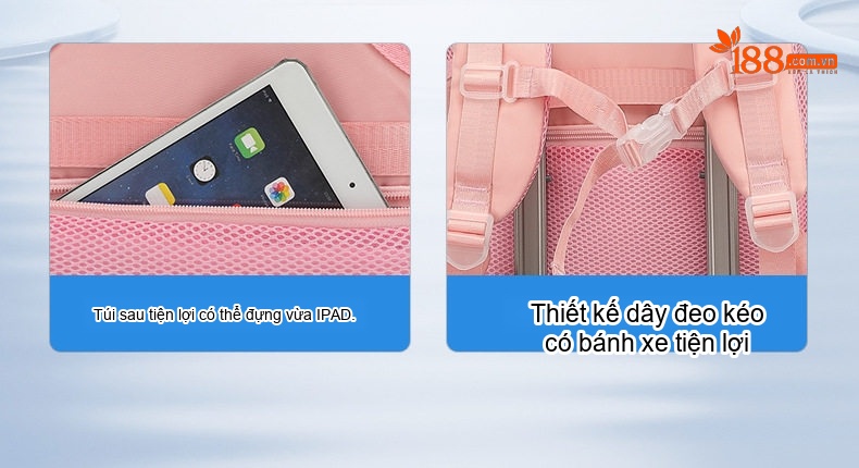 Balo Học Sinh Tiểu Học Chống Gù Lưng Siêu Nhẹ Màu Hồng, Trắng, Đen chi tiết 15