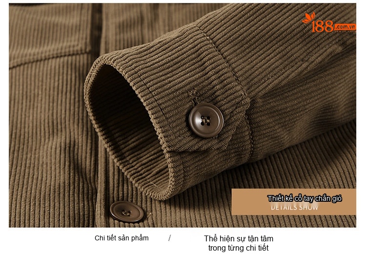 Áo Khoác Nhung Tăm Nam Lót Lông Cừu Non Dày Dặn Phong Cách Retro Trung Niên Màu Đen, Nâu, Xanh chi tiết 27