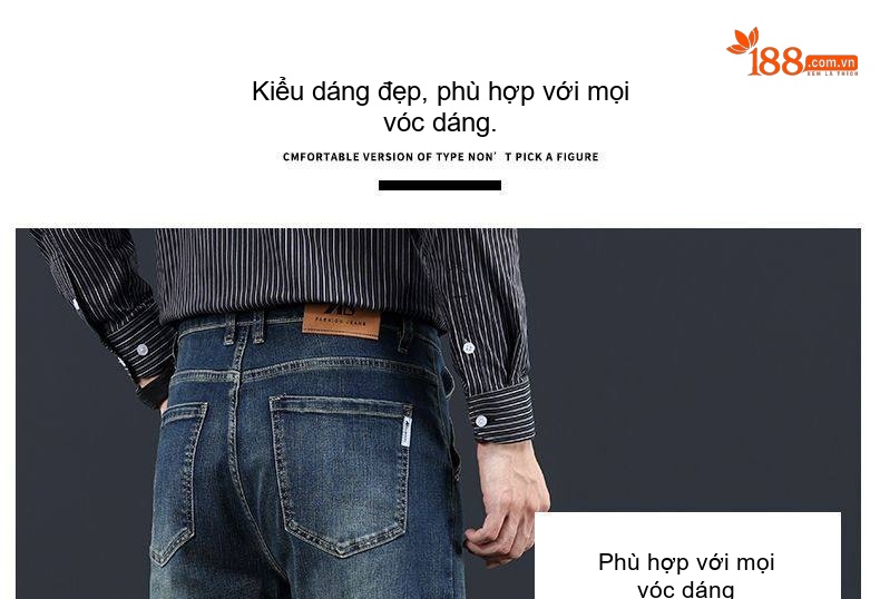 Quần Jean Nam Ống Đứng Rộng Thoải Mái Phong Cách Trung Niên Màu Xanh Dương chi tiết 2