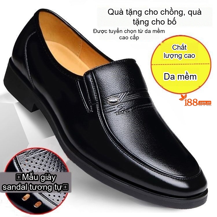 Giày Tây Buộc Dây Nam Da Mờ Chiều Cao Đế Khoảng 3cm Màu Xám, Đen, Xanh Lá chi tiết 18