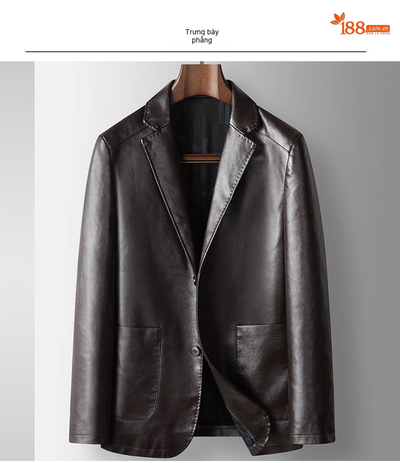 Áo Blazer Nam Da PU Phong Cách Lịch Lãm Màu Đen, Nâu chi tiết 7